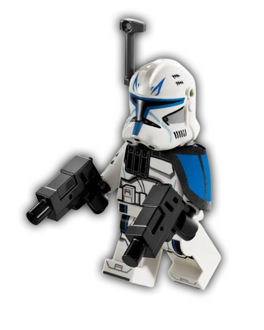 LEGO Star Wars Minifigure Clone Trooper Captain Rex, 501st Legion (Phase 2) - Blue Cloth Pauldron, Rangefinder, Printed White Arms