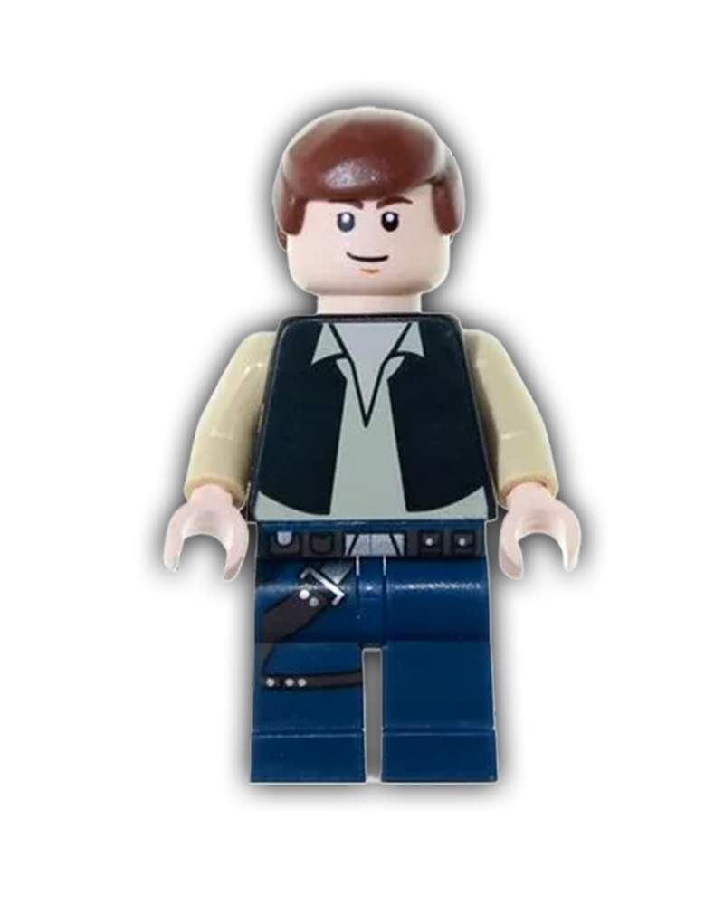 LEGO Star Wars Minifigure Han Solo, Black Vest, Dark Blue Legs, Eyes with Pupils (SW0334)