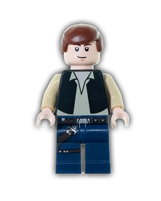 LEGO Star Wars Minifigure Han Solo, Black Vest, Dark Blue Legs, Eyes with Pupils (SW0334)