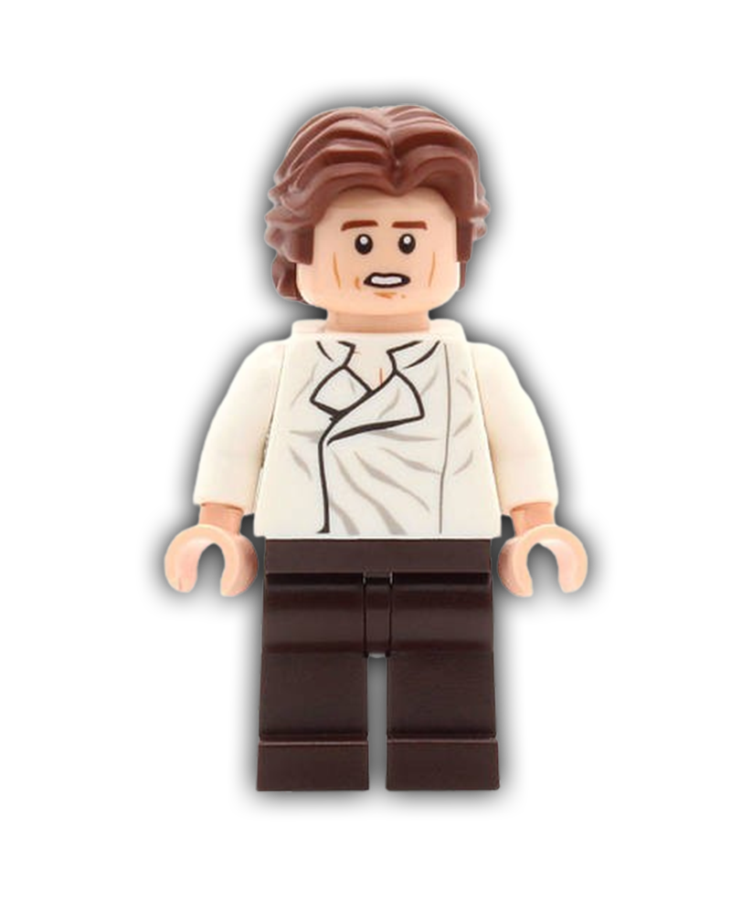 LEGO Star Wars Minifigure Han Solo - White Shirt with Wrinkles on Front, Dark Brown Legs, Wavy Hair (SW0823)