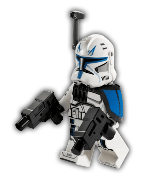 LEGO Star Wars Minifigure Clone Trooper Captain Rex, 501st Legion (Phase 2) - Blue Cloth Pauldron, Rangefinder, Printed White Arms - BricksAndFigsDE