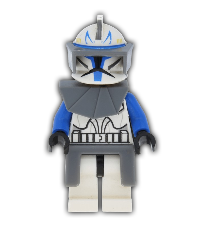 LEGO Clone Trooper Captain Rex, 501st Legion (Phase 1) - Dark Bluish Gray Visor, Pauldron, and Kama, Large Eyes (SW0194) - BricksAndFigsDE