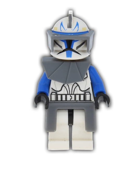 LEGO Clone Trooper Captain Rex, 501st Legion (Phase 1) - Dark Bluish Gray Visor, Pauldron, and Kama, Large Eyes (SW0194) - BricksAndFigsDE